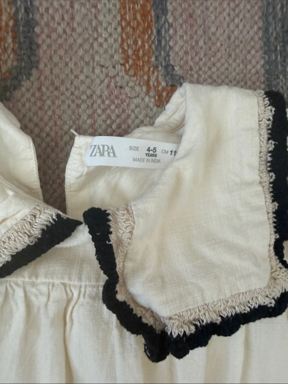 Zara Cream Dress with Black Scalloped Trim